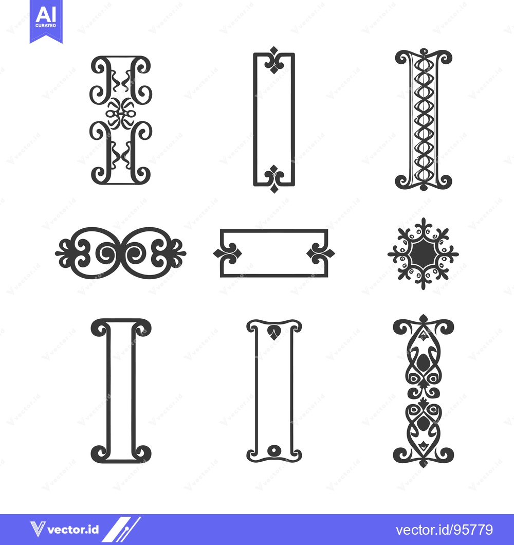 Premium Vector dari Set of Nine Decorative Ornamental Frames