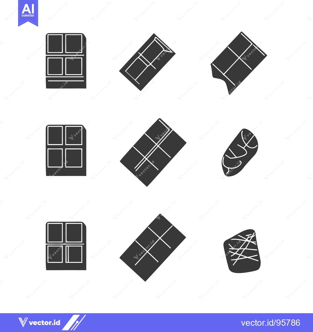 Premium Vector dari Set of Nine Different Chocolate Bar Icons in Black and White