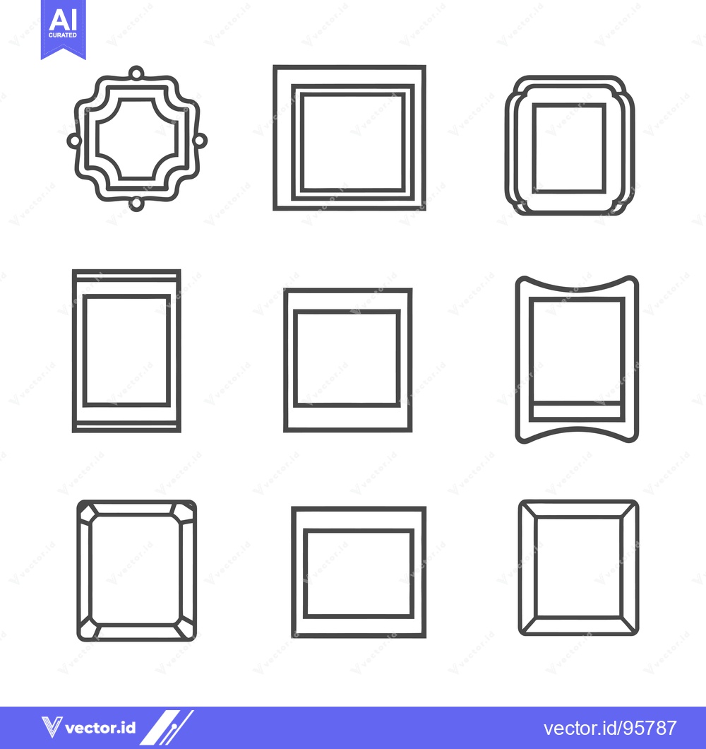 Premium Vector dari Set of Nine Different Frame Line Icons