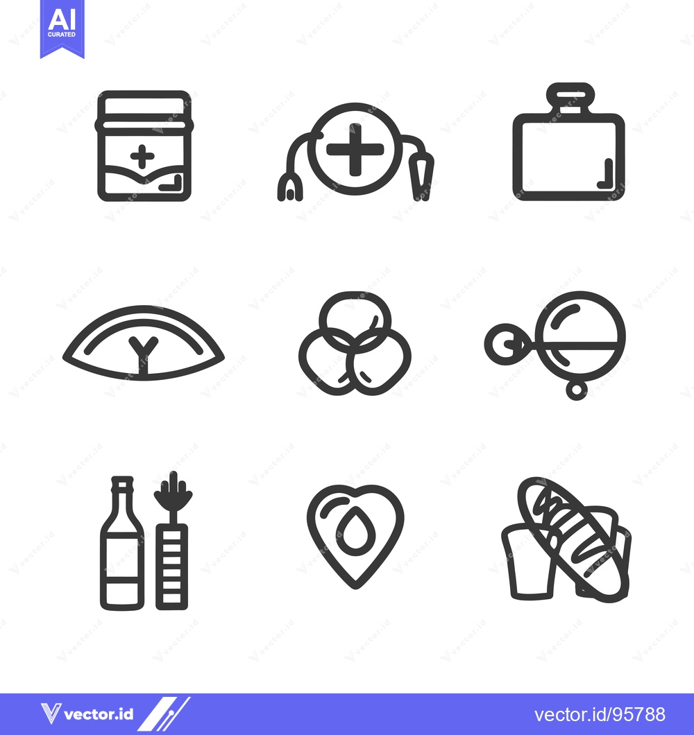 Premium Vector dari Set of nine different hand-drawn icons