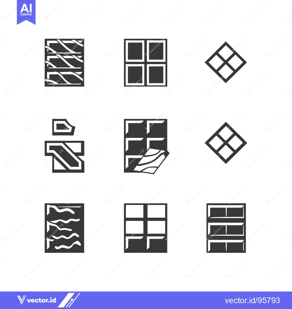 Premium Vector dari Set of nine different windowpane icons