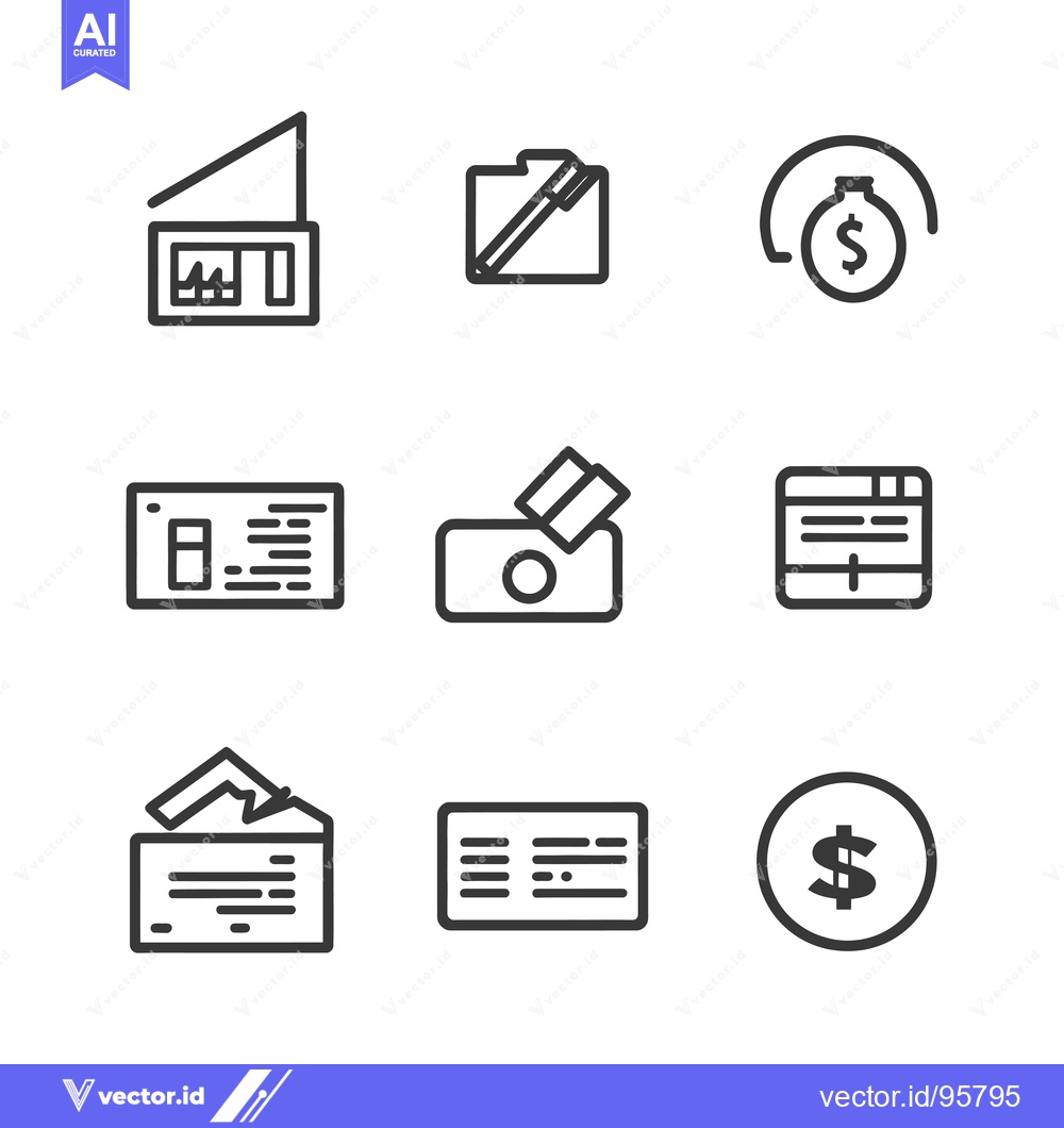Premium Vector dari Set of Nine Financial Line Icons