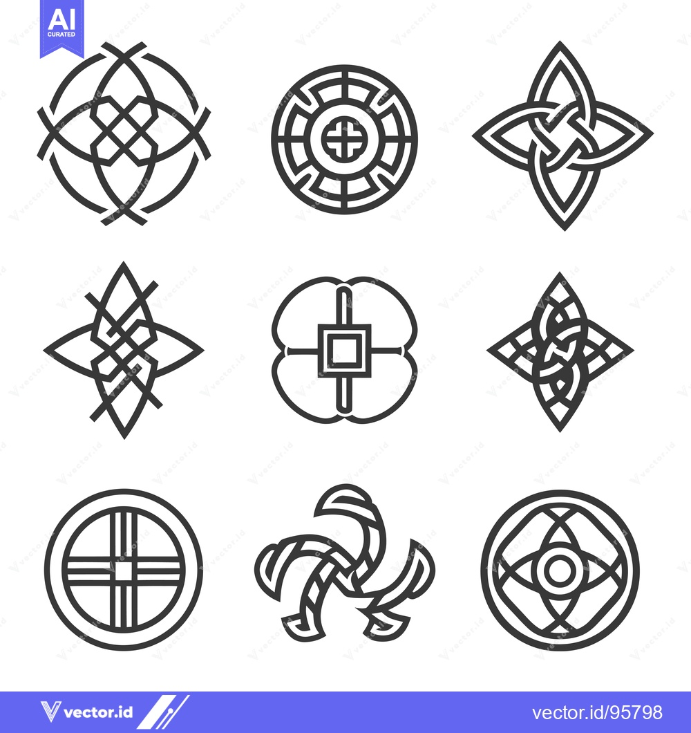 Premium Vector dari Set of nine geometric Celtic knotwork designs