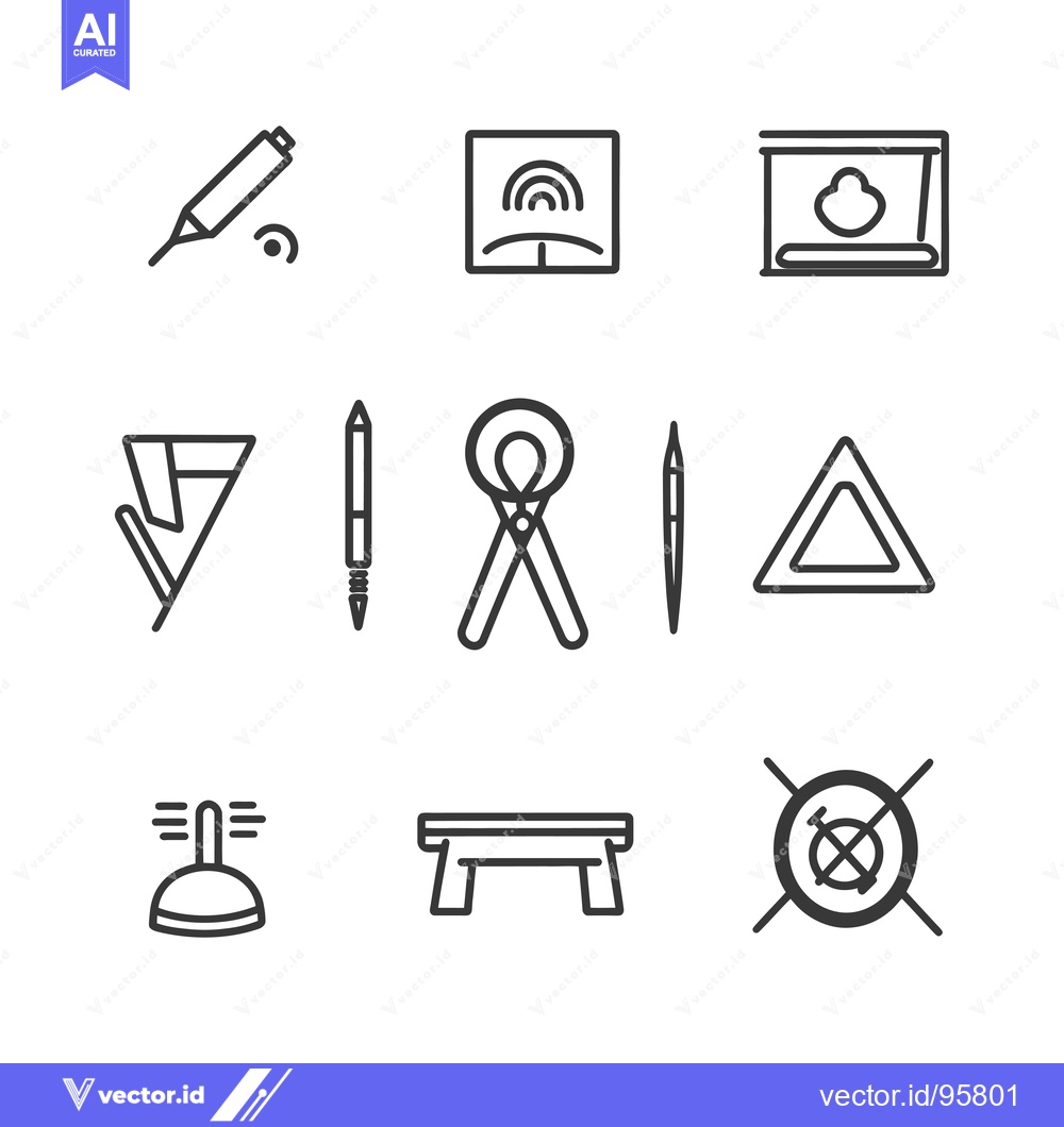 Premium Vector dari Set of Nine Geometric Shapes with Outline Style