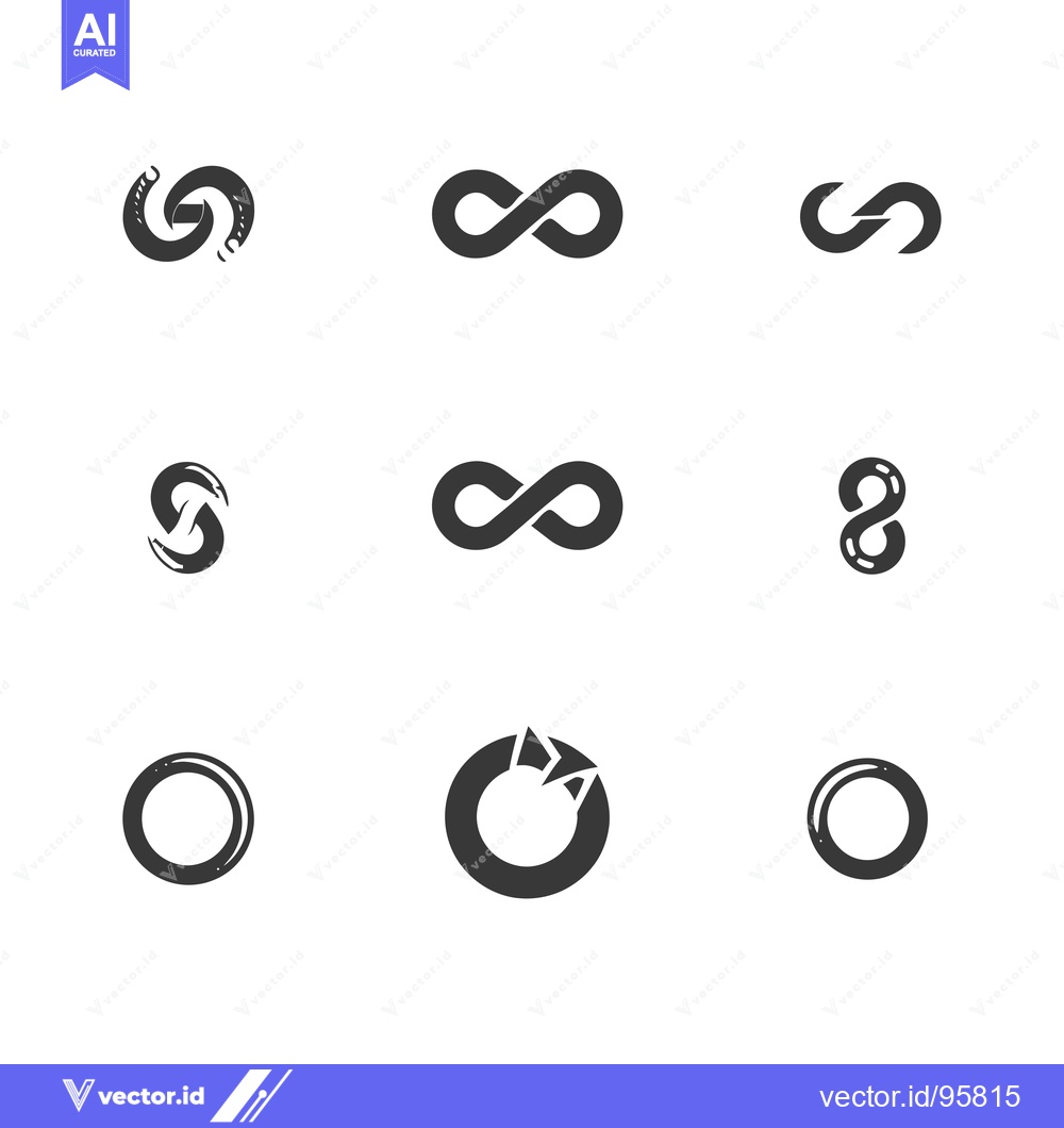 Premium Vector dari Set of nine infinity symbols in various styles