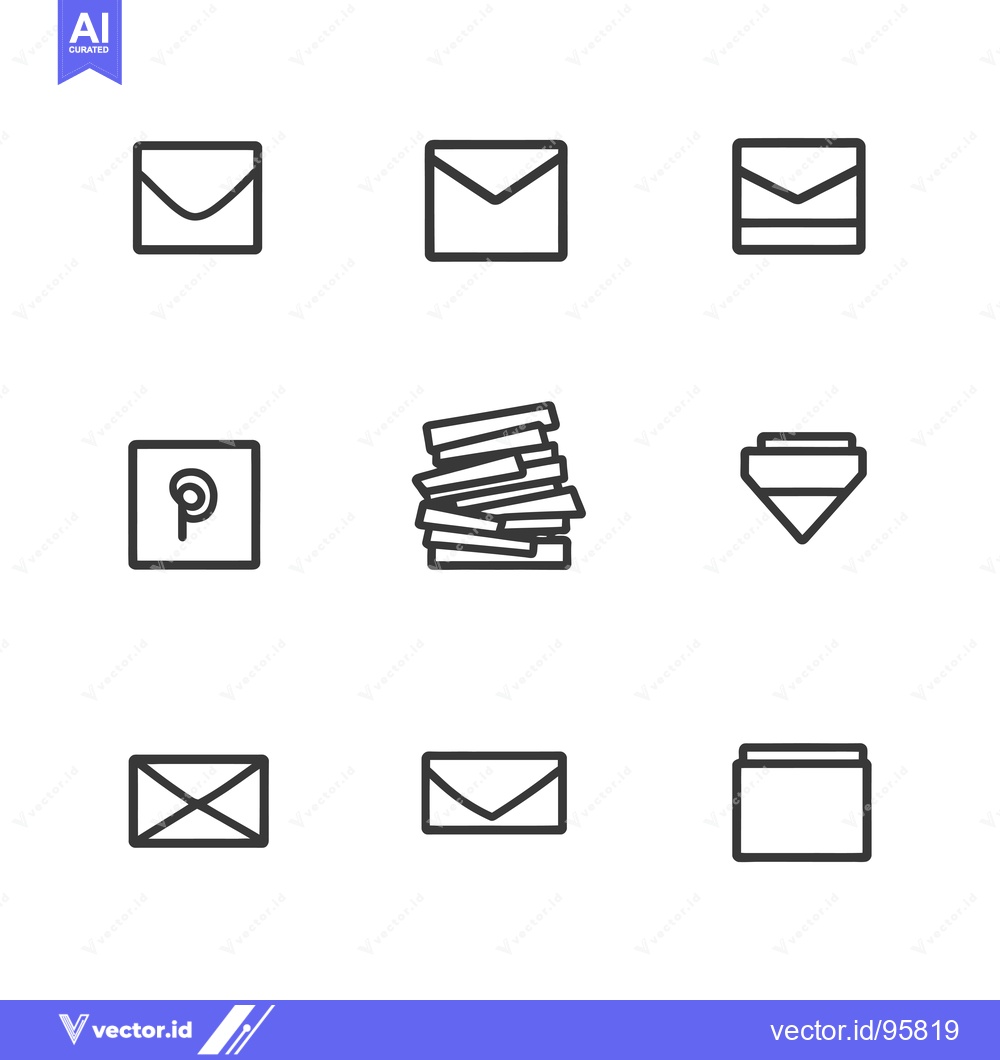 Premium Vector of Set of Nine Linear Envelope Icons for Communication and Correspondence
