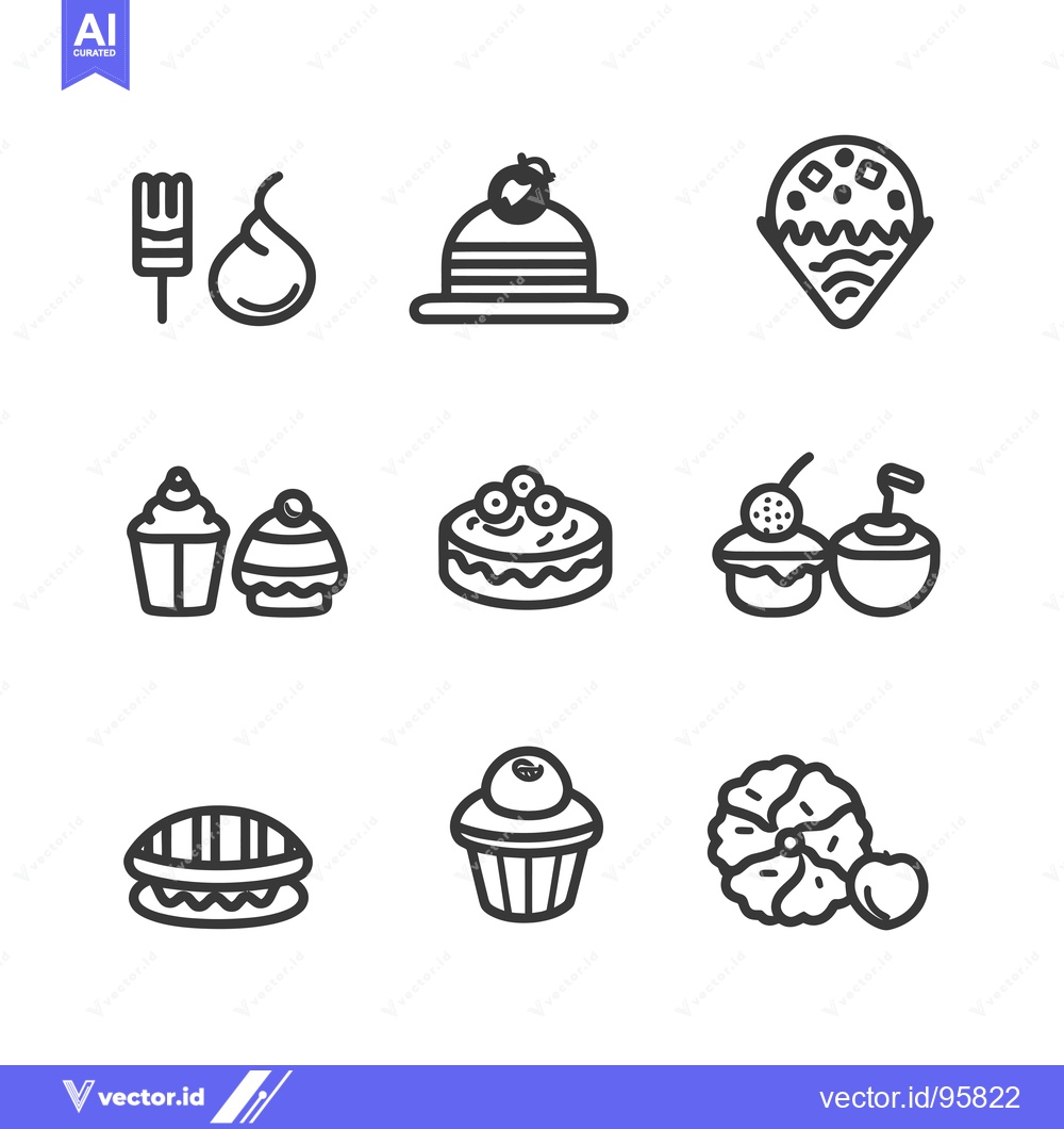 Premium Vector dari Set of Nine Linear Icons Depicting Various Sweet Treats