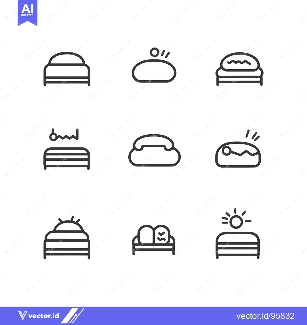 Premium Vector dari Set of Nine Line Art Icons Depicting Beds and Couches with Various Det