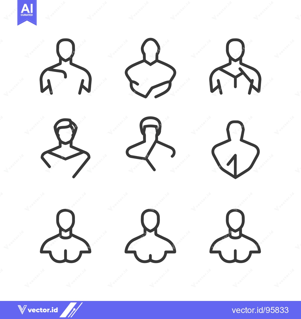 Premium Vector of Set of Nine Line Art Icons Depicting Human Torso Variations