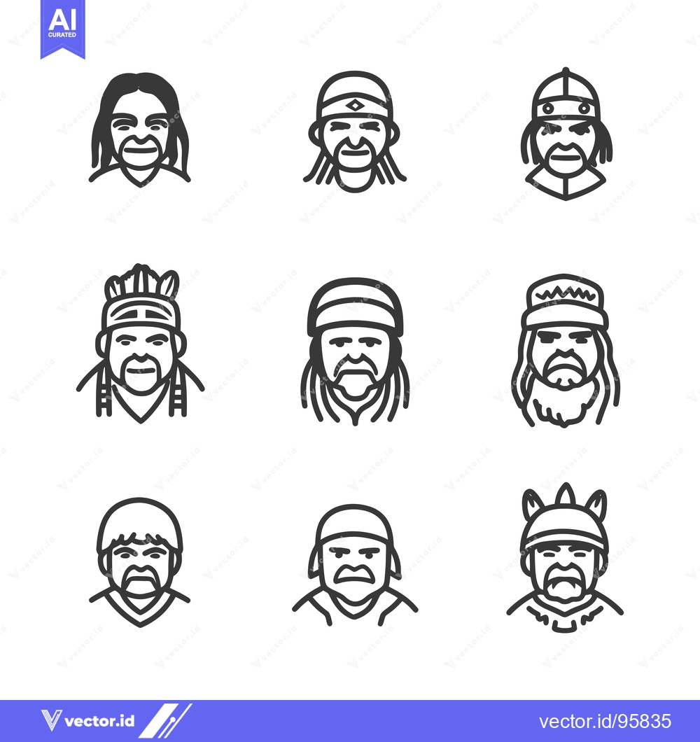 Premium Vector dari Set of Nine Line Art Icons of Male Faces with Different Hairstyles and