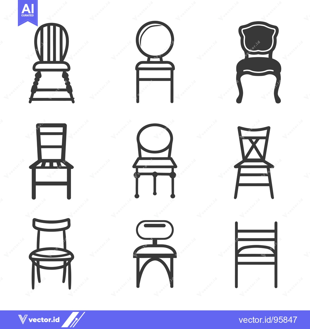 Premium Vector of Set of Nine Line Drawings of Chairs with Different Styles