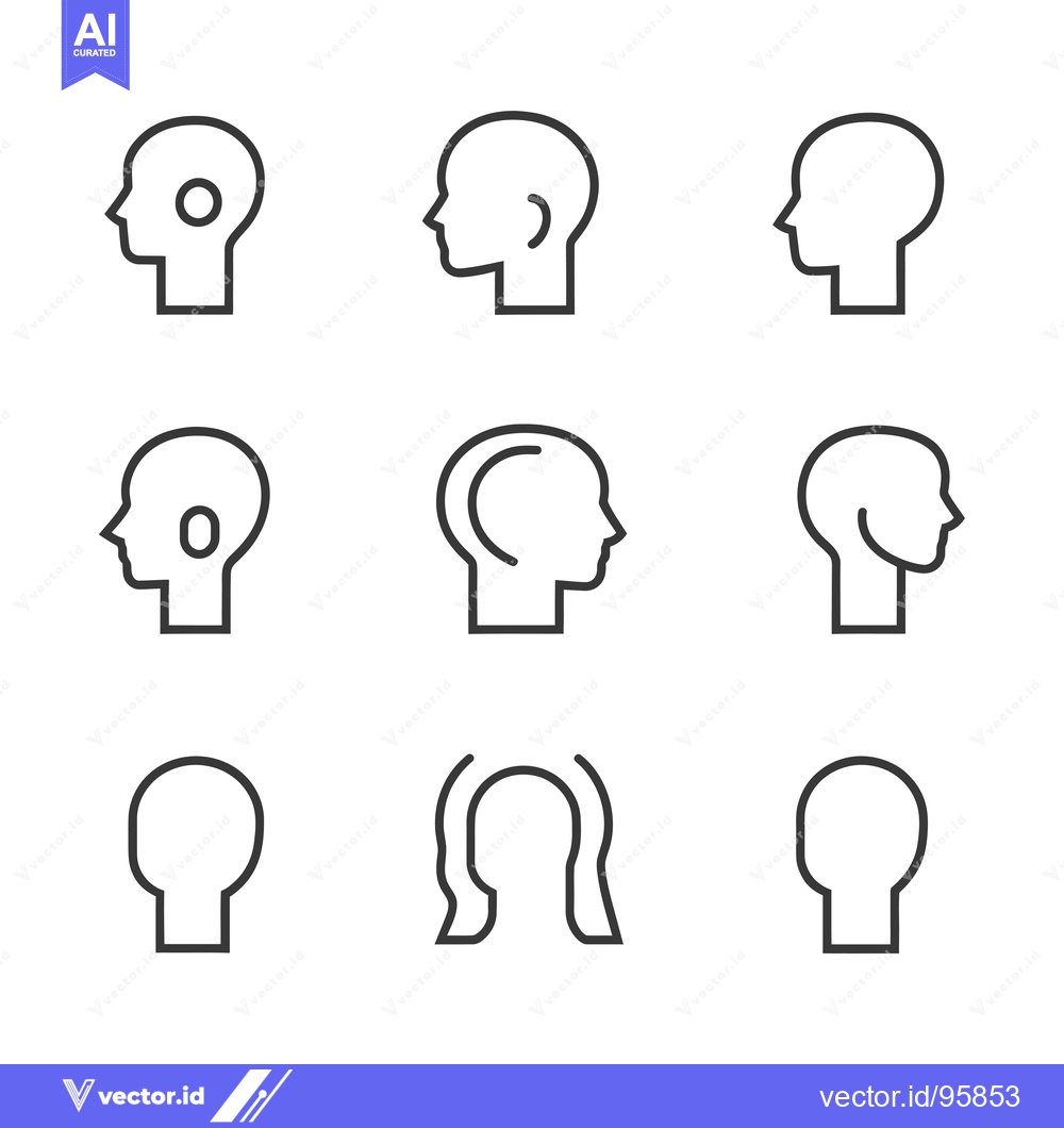 Premium Vector of Set of Nine Line Drawings of Human Heads in Profile