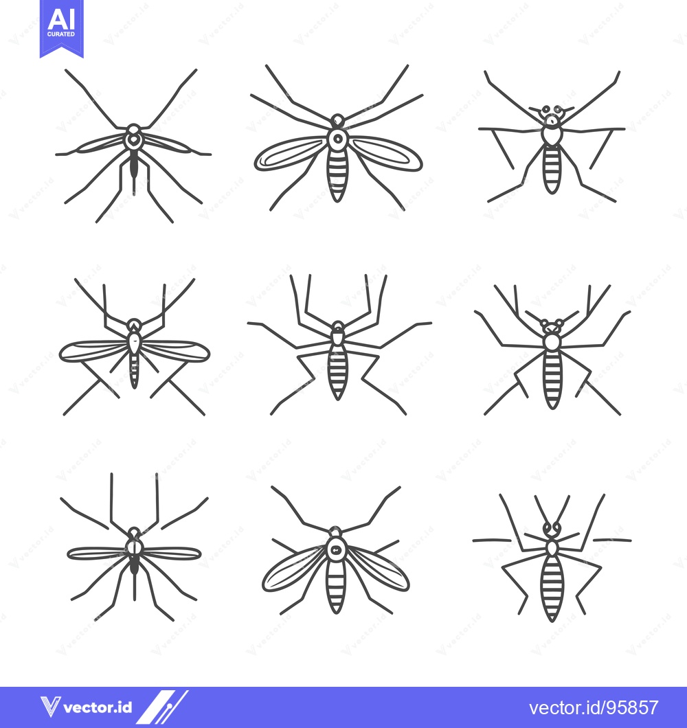 Premium Vector of Set of Nine Line Drawings of Mosquitoes with Varied Details