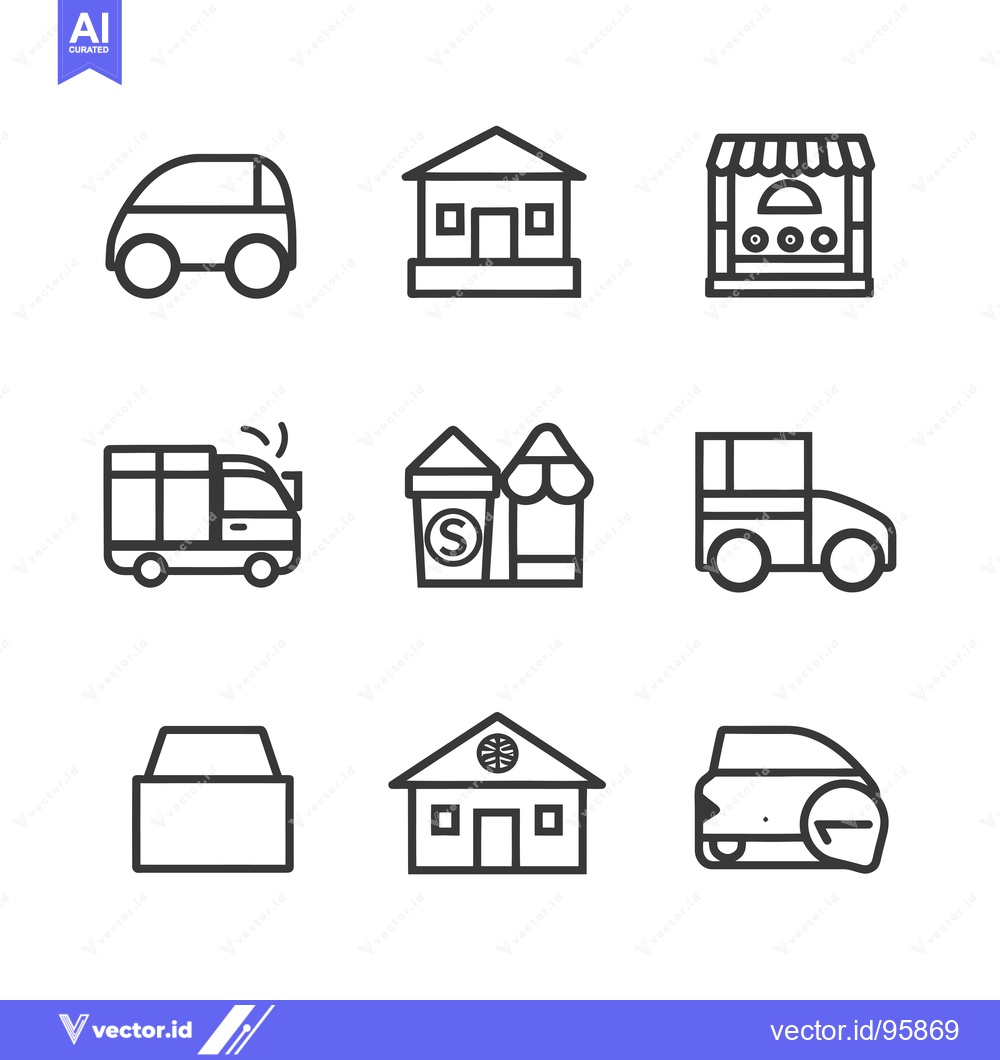 Premium Vector dari Set of nine line icons depicting different delivery methods