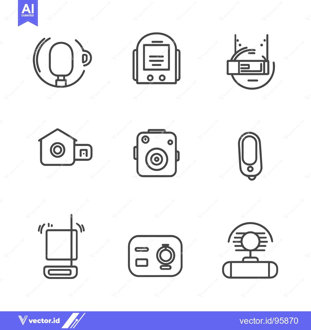 Premium Vector dari Set of Nine Line Icons Depicting Different Types of Cameras