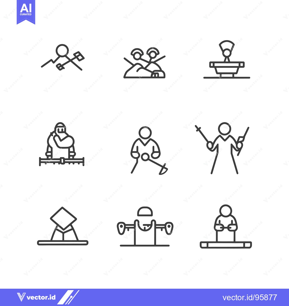 Premium Vector dari Set of Nine Line Icons Depicting Various Activities and Objects