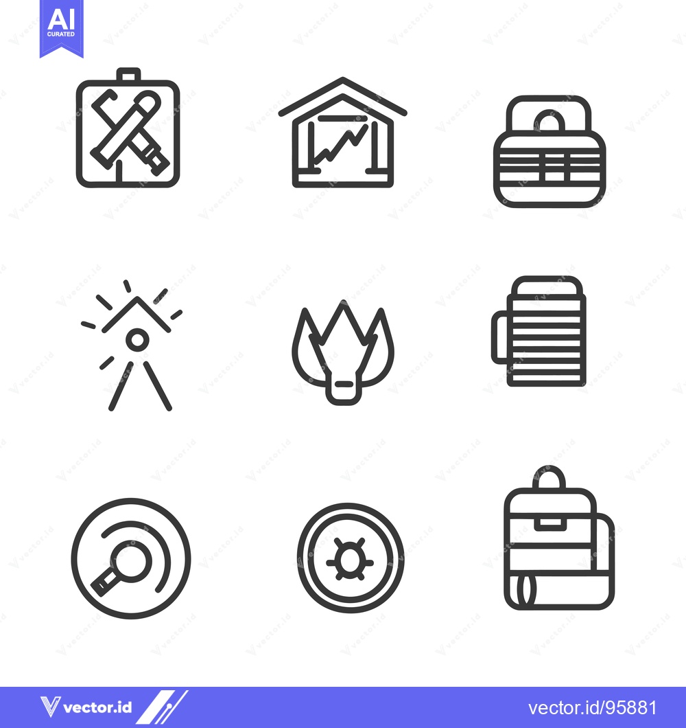 Premium Vector of Set of Nine Line Icons Depicting Various Objects and Concepts