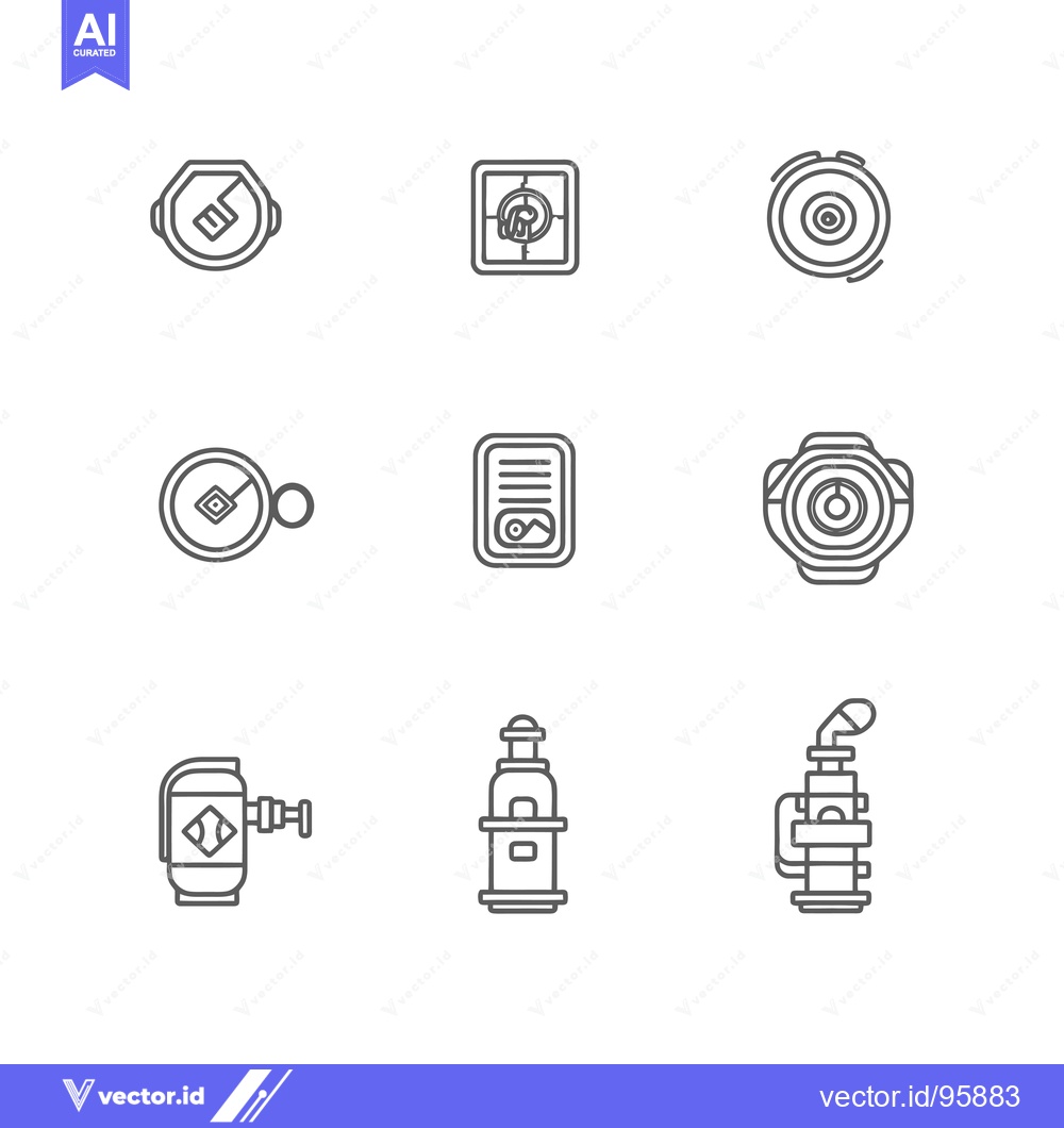 Premium Vector of Set of Nine Line Icons Featuring Camera Lens, Compass, and Document