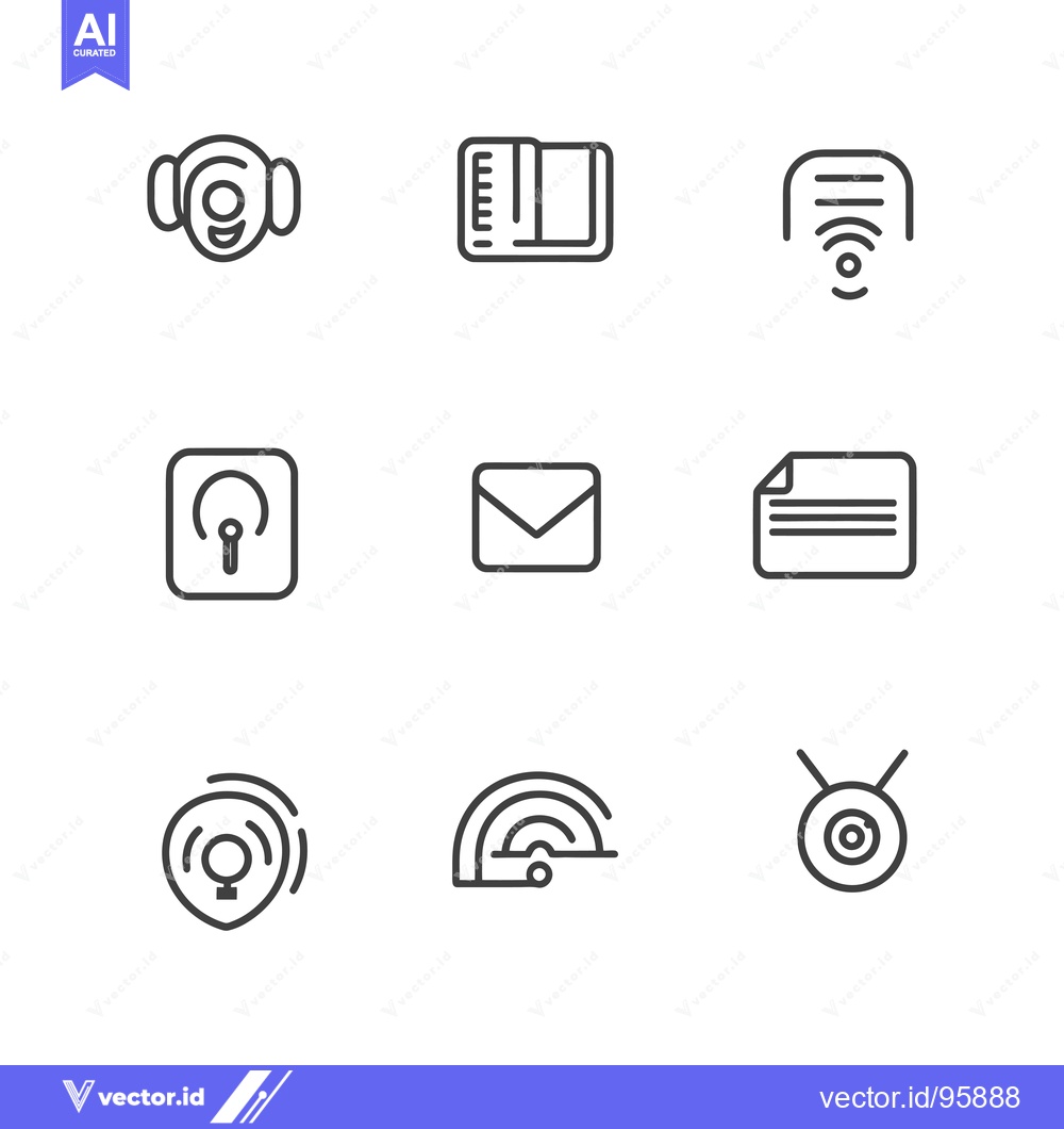Premium Vector of Set of Nine Line Icons for Wireless and Network Related Concepts