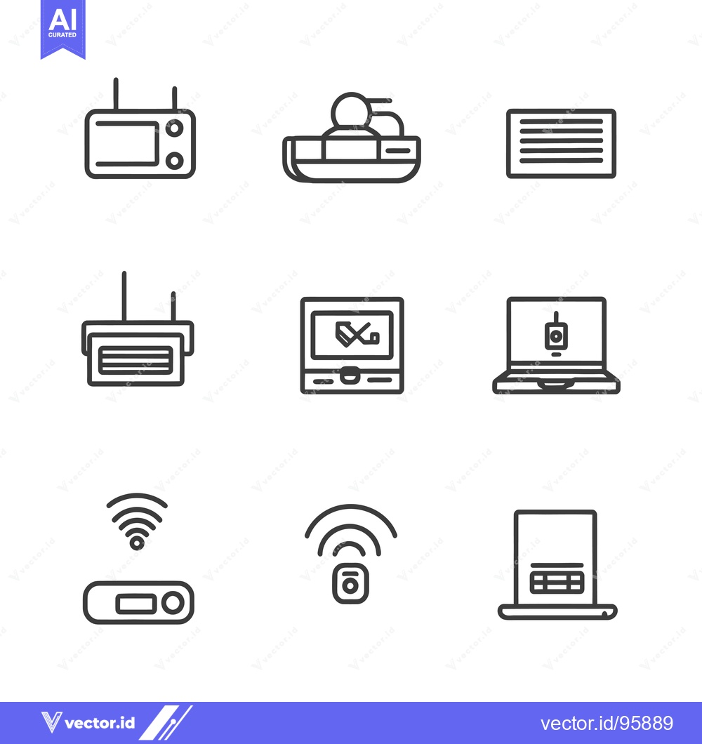Premium Vector of Set of nine line icons for wireless devices and appliances