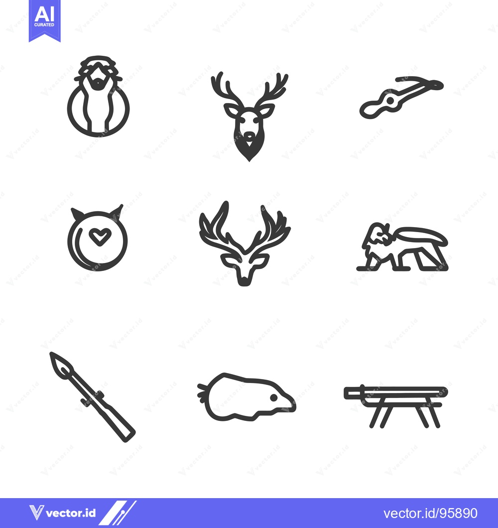 Premium Vector of Set of Nine Line Icons Representing Animals and Objects
