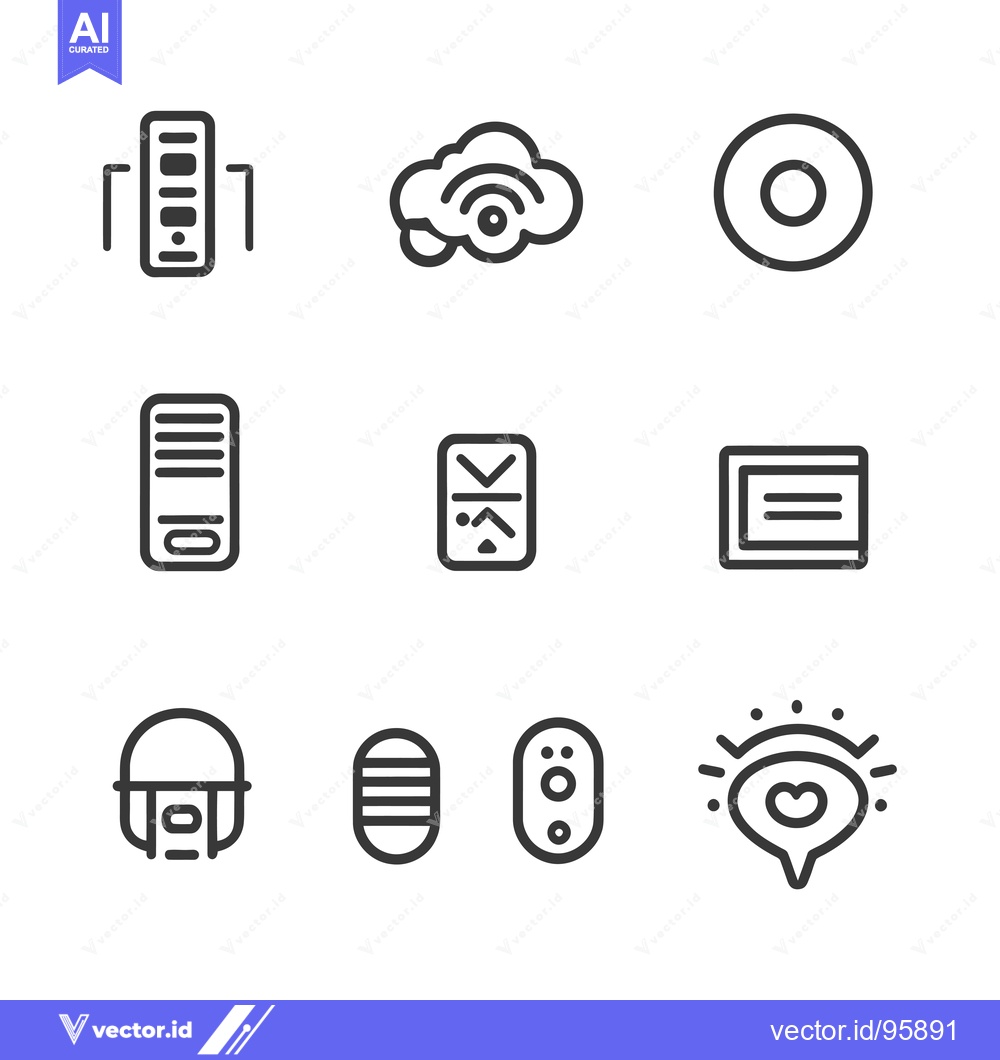 Premium Vector dari Set of nine line icons representing various digital technologies