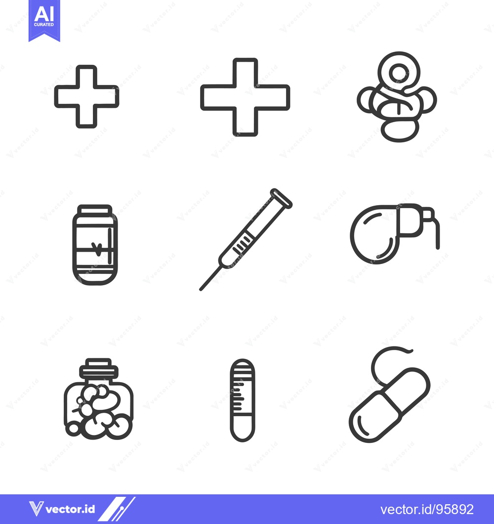 Premium Vector of Set of Nine Medical and Healthcare Line Icons