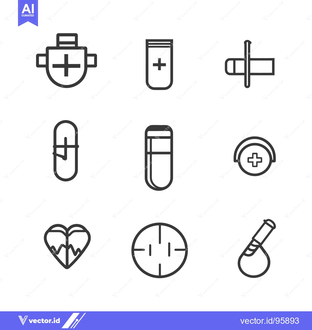 Premium Vector dari Set of Nine Medical and Healthcare Line Icons