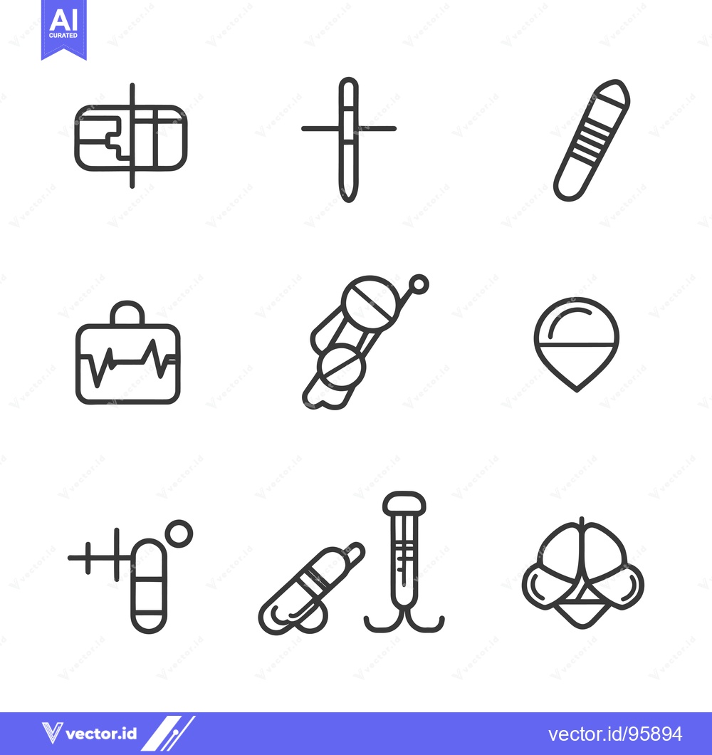 Premium Vector of Set of Nine Medical and Healthcare Line Icons
