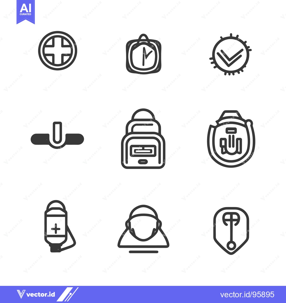 Premium Vector of Set of Nine Medical Icons with Line Art Style