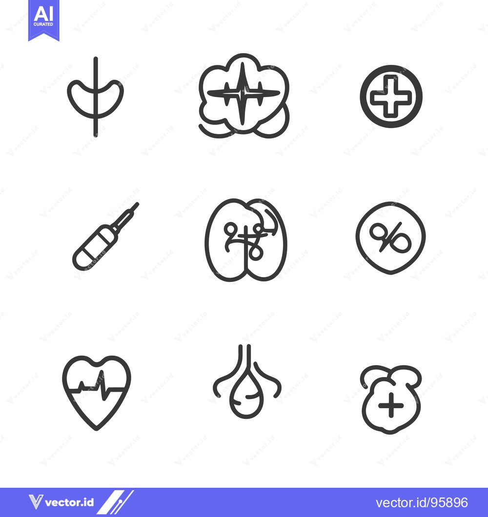 Premium Vector dari Set of Nine Medical Related Line Icons
