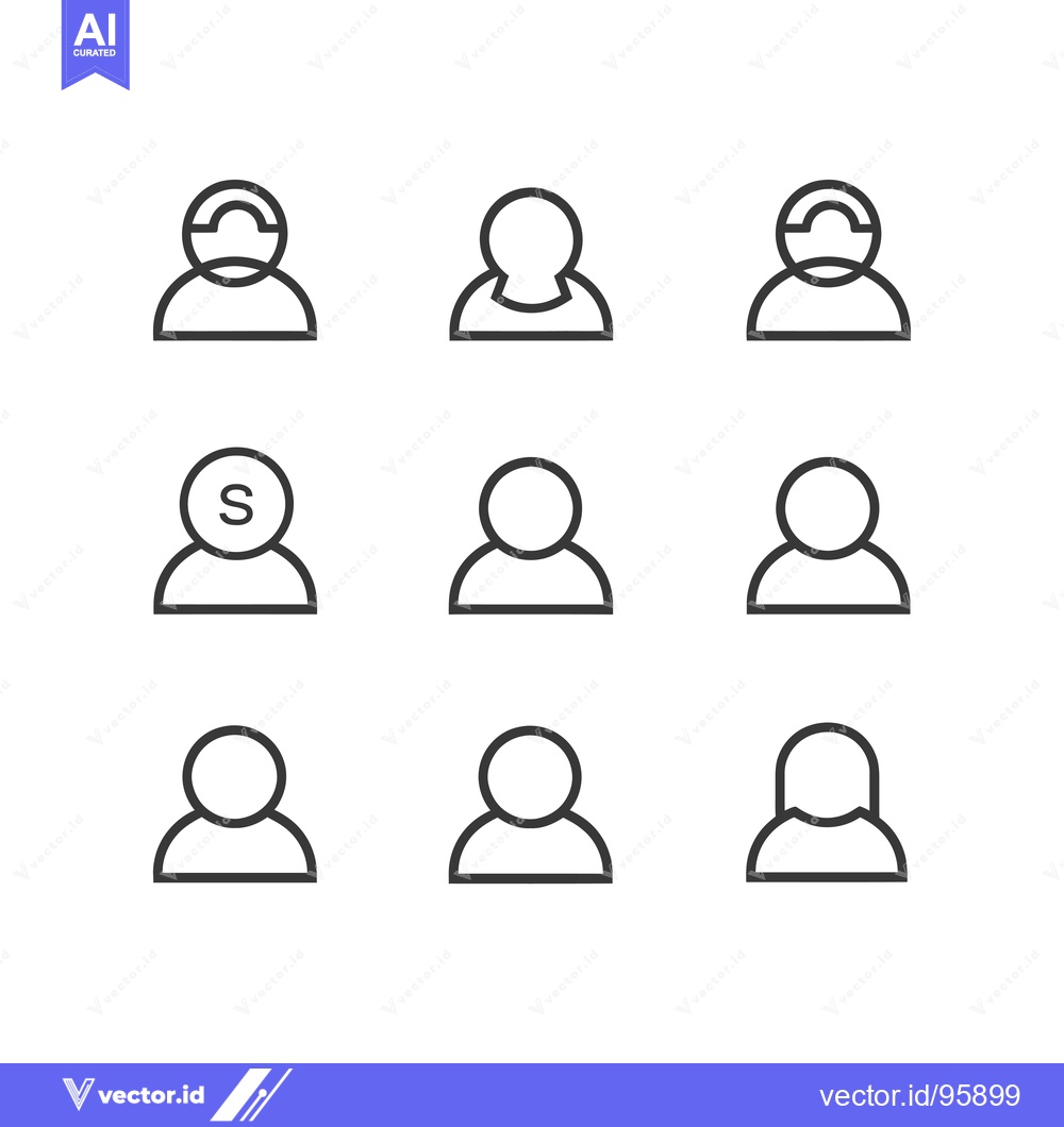Premium Vector of Set of Nine Minimalist User Profile Icons with Various Styles
