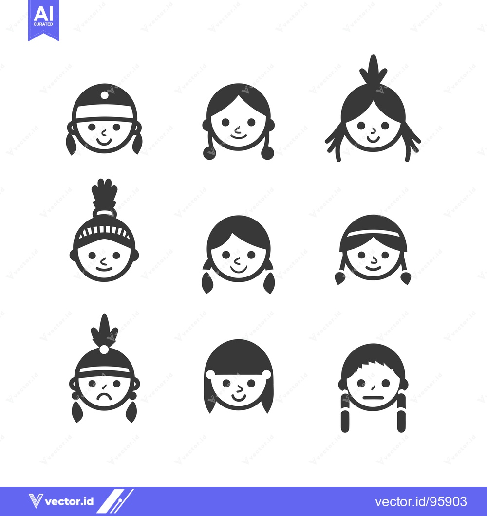 Premium Vector of Set of Nine Native American Indigenous People Icons