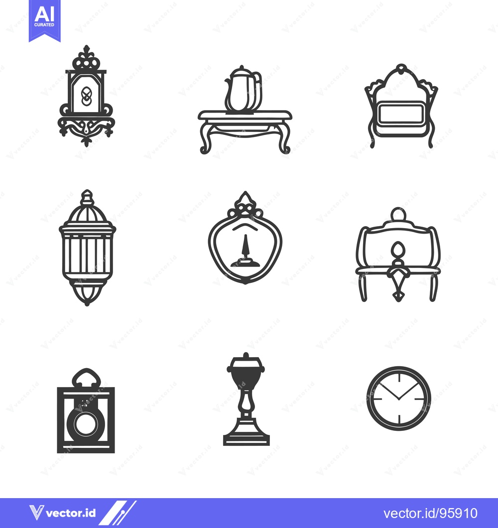Premium Vector dari Set of Nine Ornate Vintage Interior Design Elements