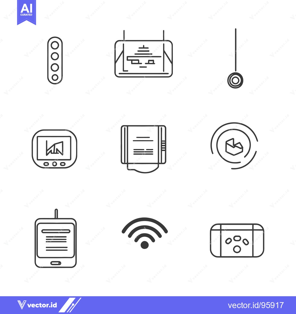 Premium Vector dari Set of Nine Outline Icons Depicting Various Devices and Technology