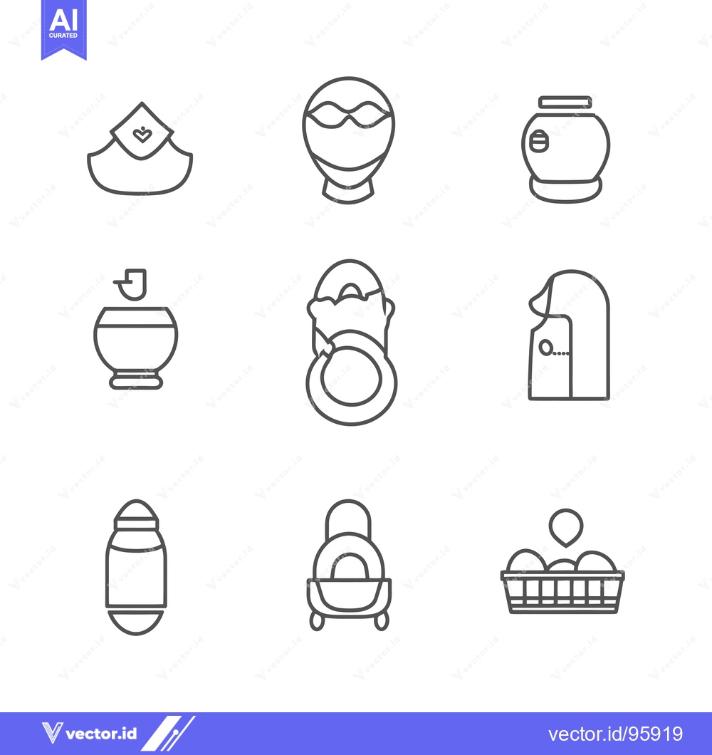 Premium Vector dari Set of Nine Outline Icons Depicting Various Objects and Concepts