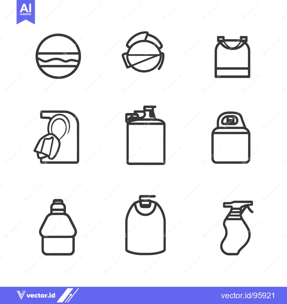 Premium Vector dari Set of Nine Outline Icons for Containers, Bottles, and Other Objects