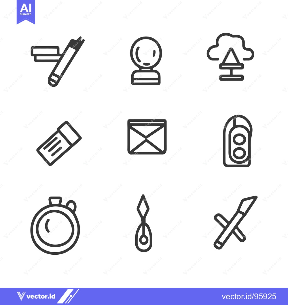 Premium Vector dari Set of Nine Outline Icons Representing Different Objects and Concepts