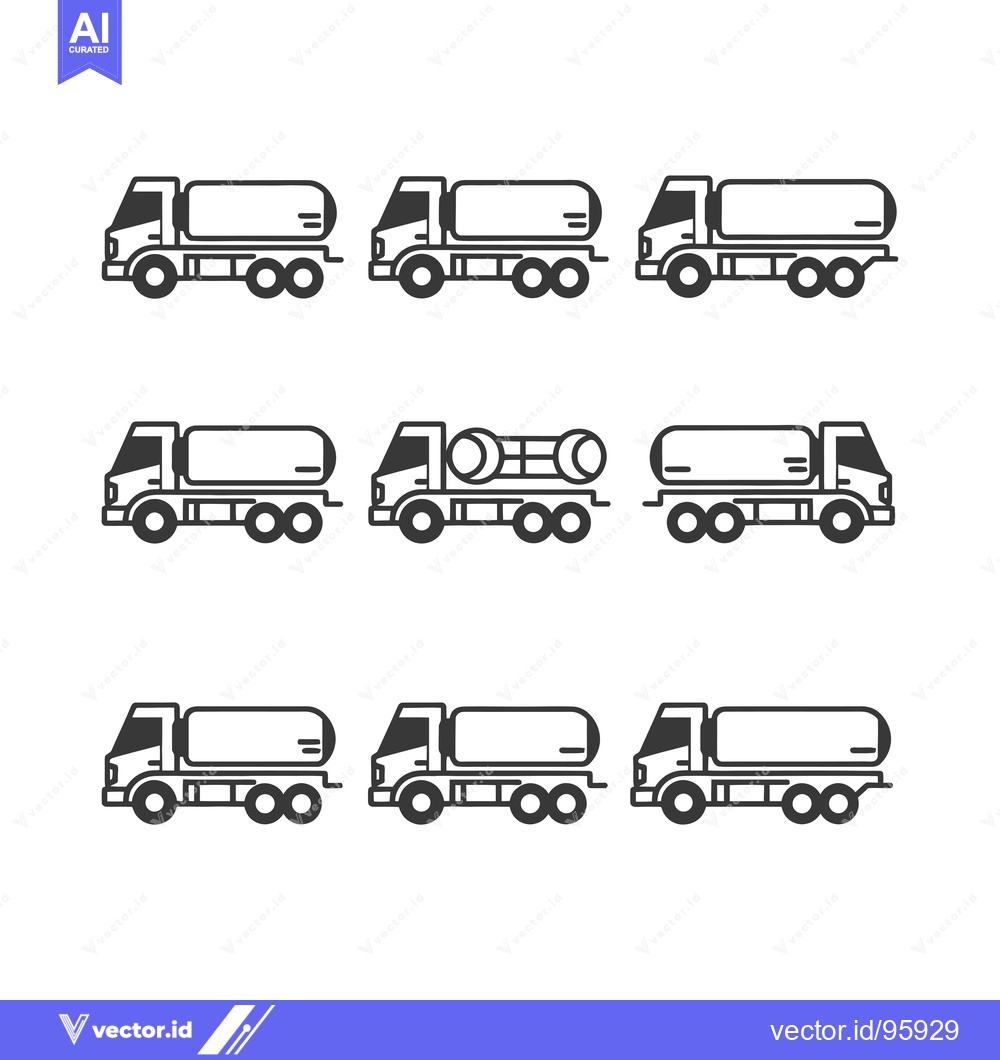 Premium Vector dari Set of Nine Outline Tanker Trucks