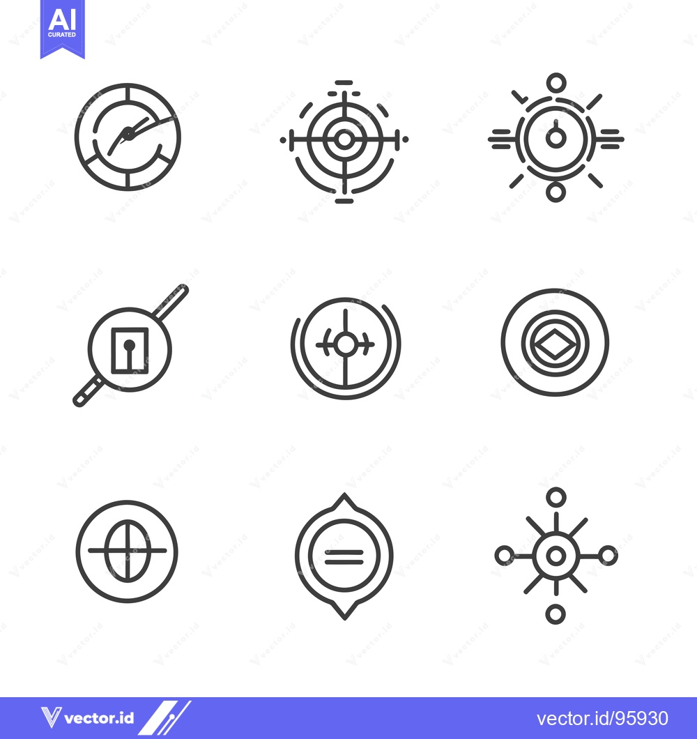 Premium Vector of Set of Nine Outline Target Icons with Geometric Shapes