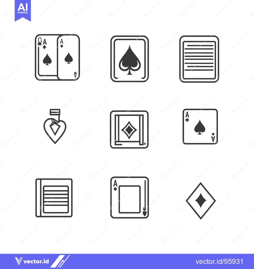 Premium Vector dari Set of nine playing card icons, including spades, hearts, clubs and di