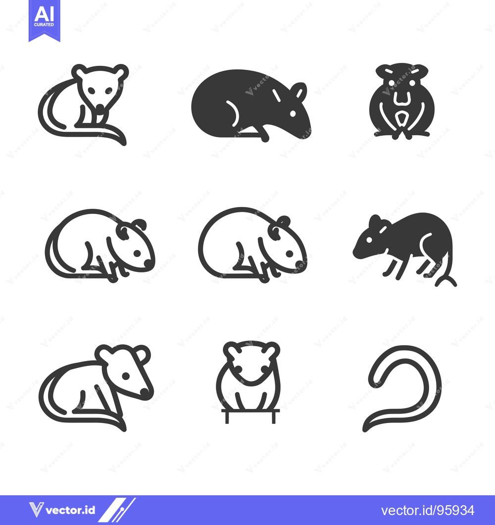 Premium Vector dari Set of Nine Rat Icons in Line and Solid Style