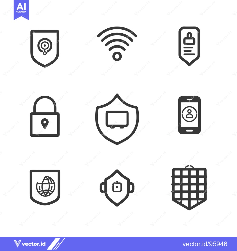 Premium Vector of Set of nine simple black line icons representing different security co