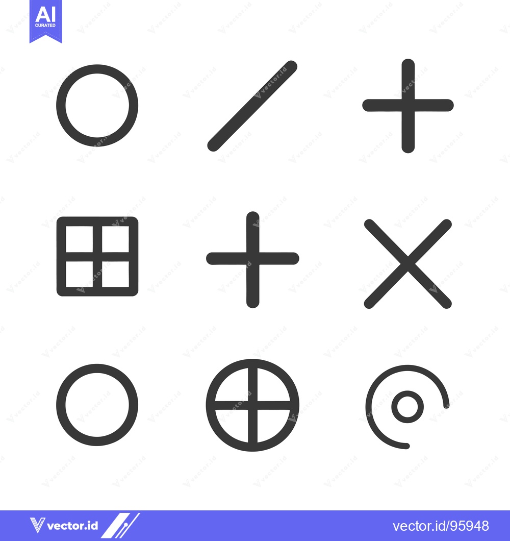 Premium Vector dari Set of Nine Simple Geometric Shapes in Black Outline