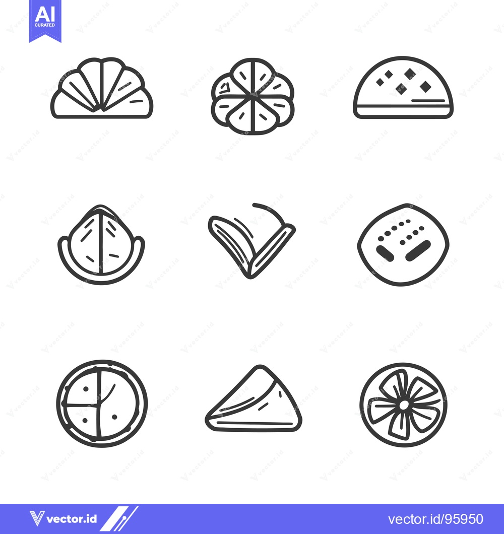 Premium Vector dari Set of Nine Simple Hand-Drawn Icons Depicting Various Food Items