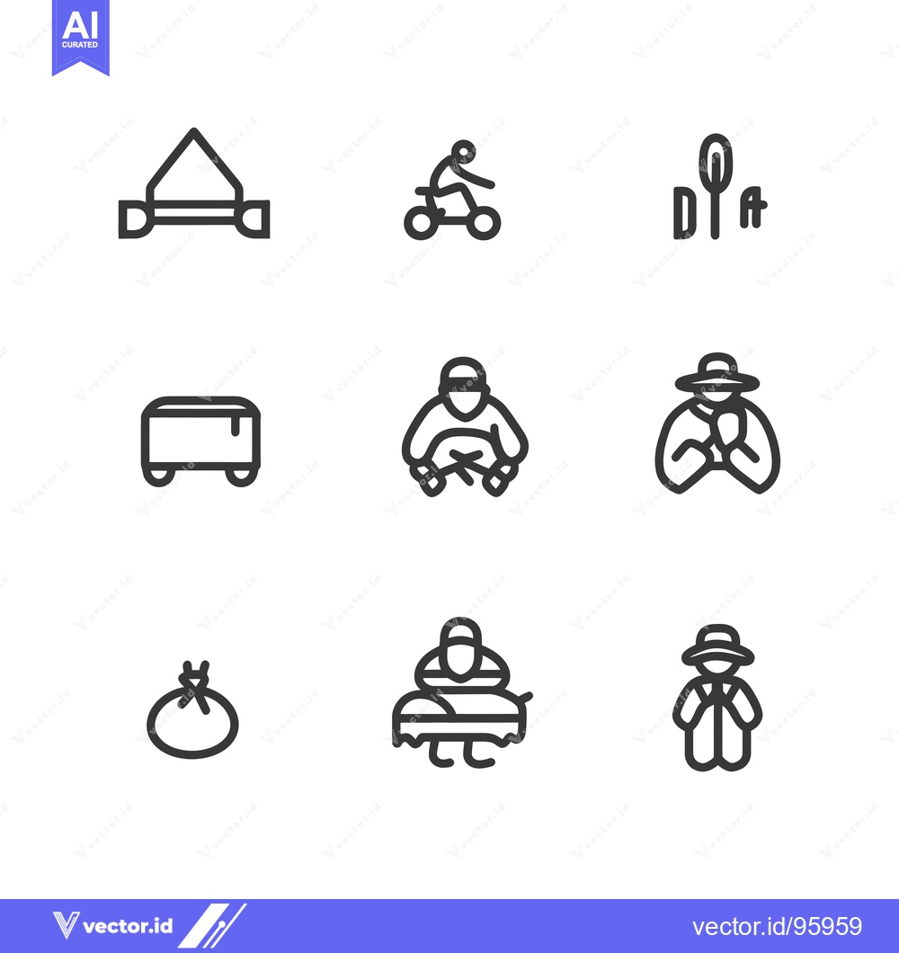 Premium Vector dari Set of Nine Simple Line Icons Depicting Activities and Objects