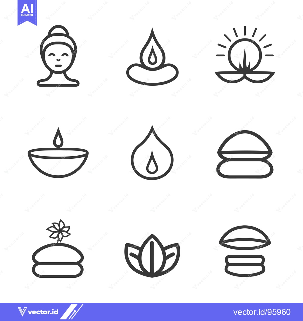 Premium Vector dari Set of nine simple line icons representing spa and wellness concepts
