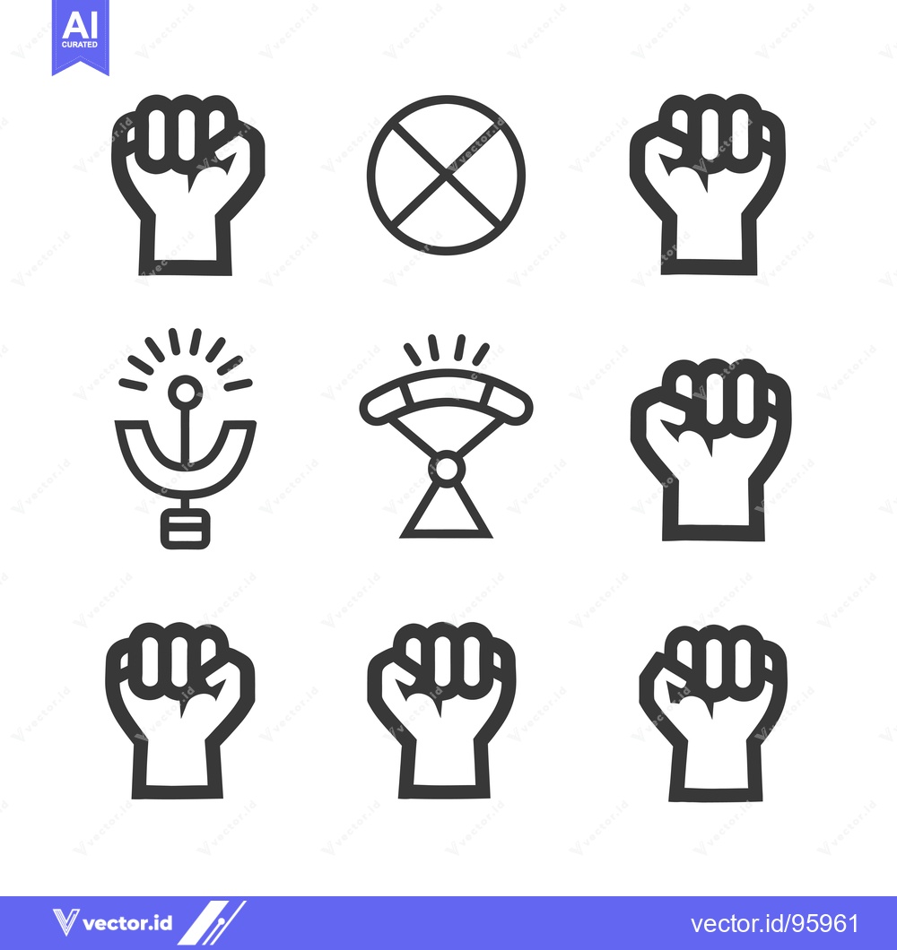 Premium Vector dari Set of Nine Simple Line Icons with Fist, Circle, and Other Shapes