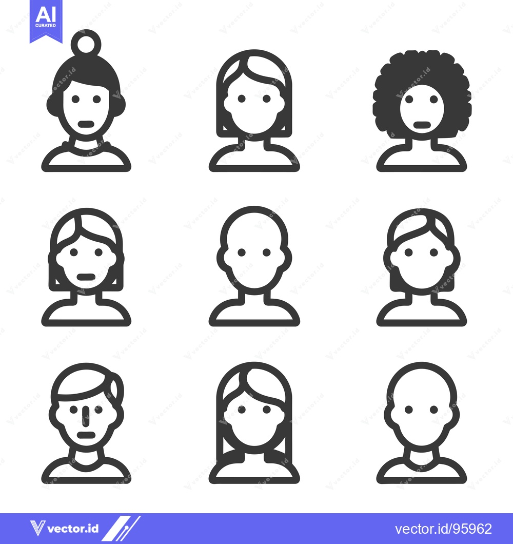Premium Vector of Set of nine simple outline icons representing different people