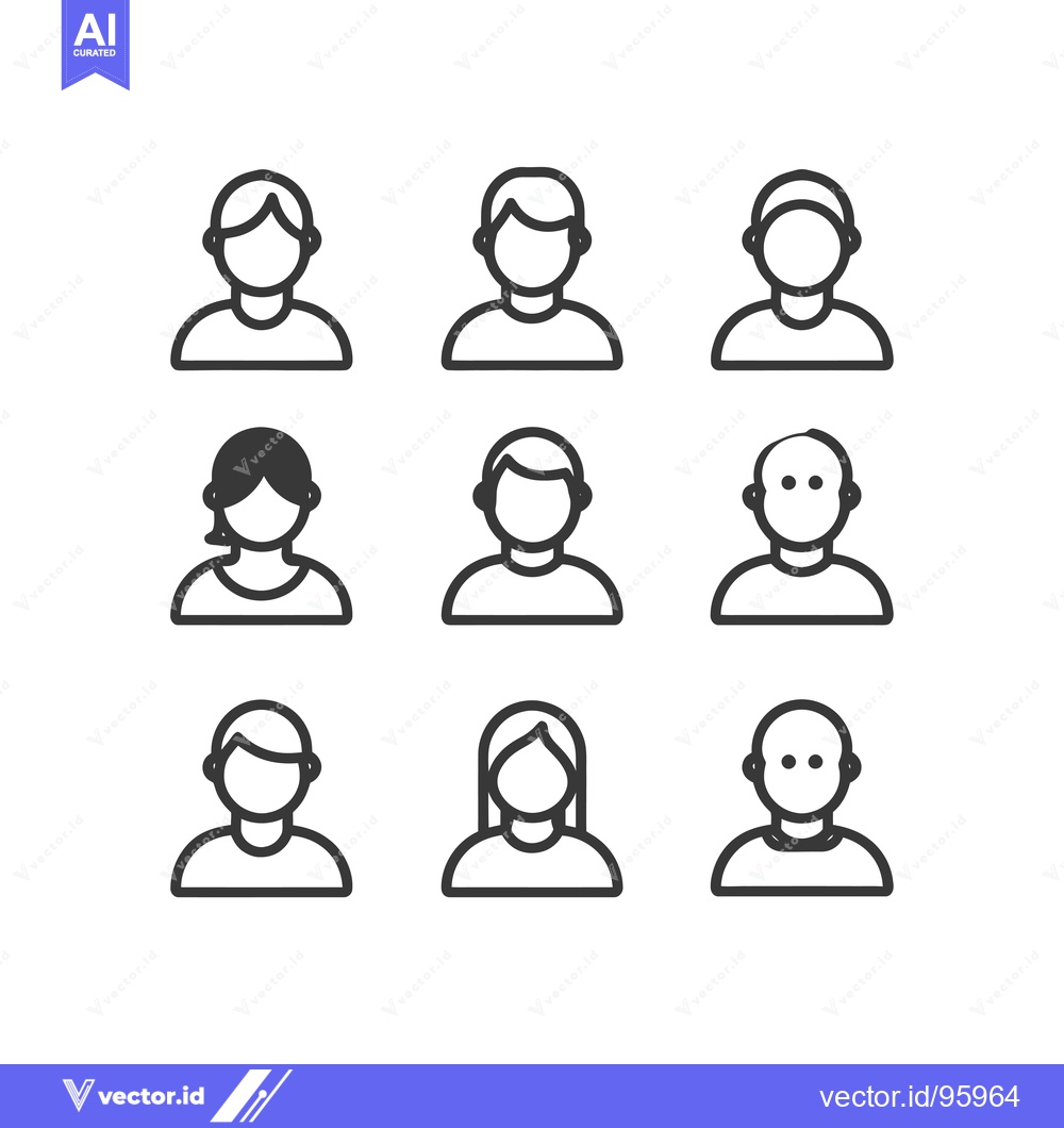 Premium Vector dari Set of Nine Simple Outline User Icons for Web Design
